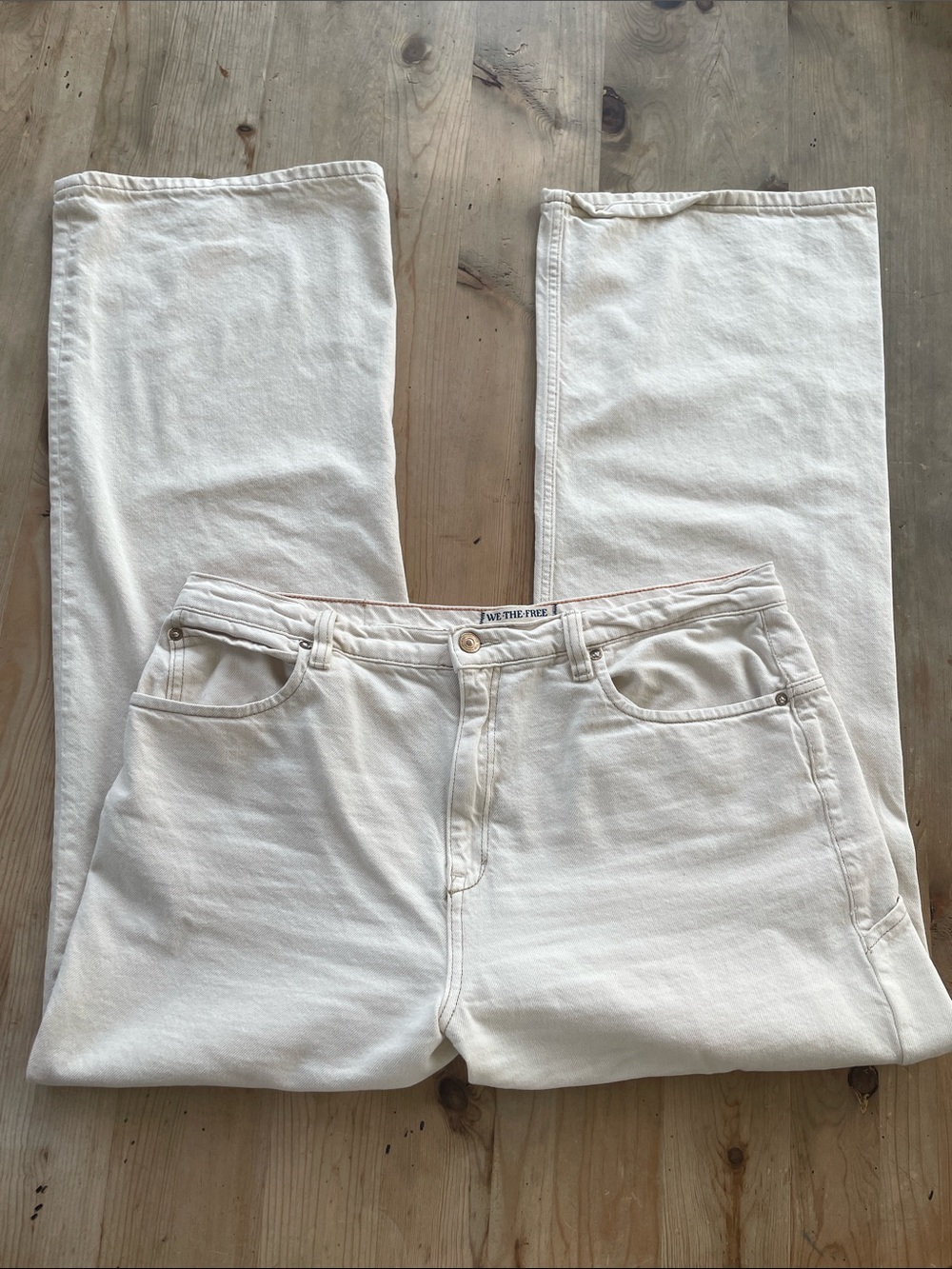 Free People We The Free Tinsley Baggy High Rise Straight Leg Wide Leg Jeans 33